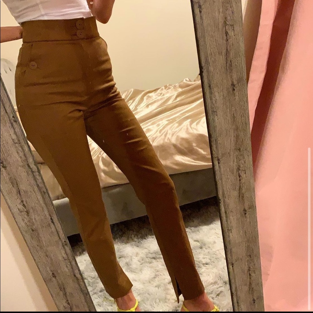 Zara tan pants, high waist, high rise,  size small